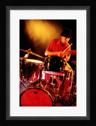 Framed Male drummer playing drums Print