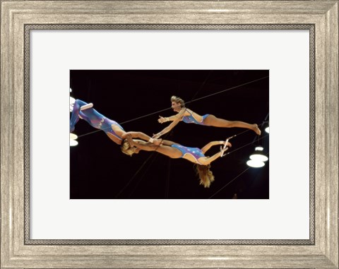 Framed Flying Redpaths Royal Hanneford Circus mid air Print