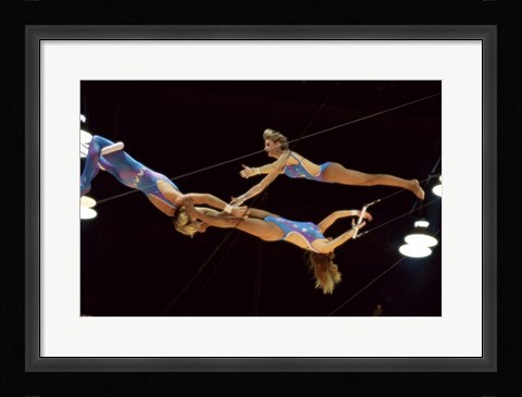 Framed Flying Redpaths Royal Hanneford Circus mid air Print