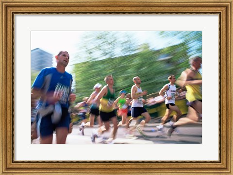Framed Group of people running in a marathon, London, England Print