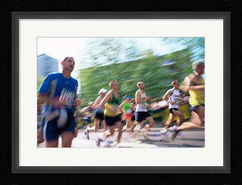 Framed Group of people running in a marathon, London, England Print