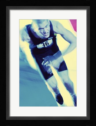 Framed Portrait of a young man running Print