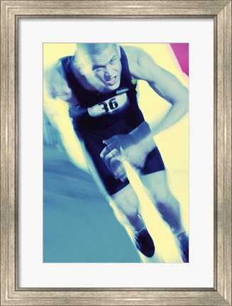 Framed Portrait of a young man running Print