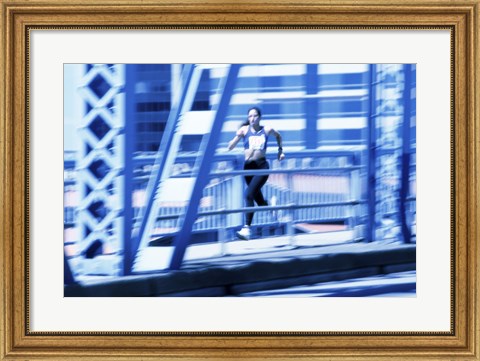 Framed Young woman running Print