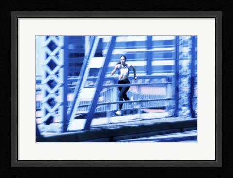 Framed Young woman running Print