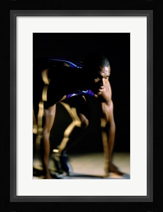 Framed Close-up of a track runner in the starting position Print