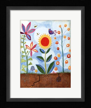 Framed Whimsical Flower Garden II Print