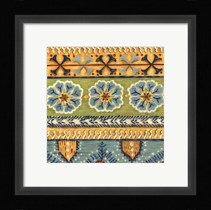 Framed Eastern Textile I Print