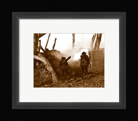Framed Two American Soldiers Storming a Bunker Print