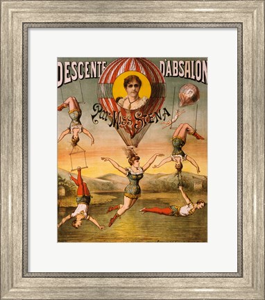 Framed Descente d&#39;Absalon par Miss Stena, Circus Poster, 1890 Print