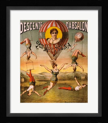Framed Descente d'Absalon par Miss Stena, Circus Poster, 1890 Print