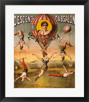 Framed Descente d'Absalon par Miss Stena, Circus Poster, 1890 Print