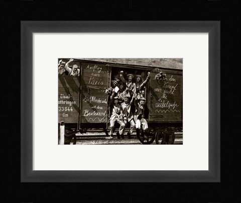 Framed German Soldiers in a Railroad Car on the Way to the Front Print