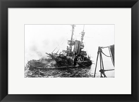 Framed HMS Irresistible Abandoned March 18,1915 Print