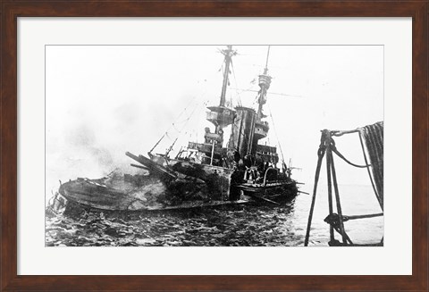 Framed HMS Irresistible Abandoned March 18,1915 Print
