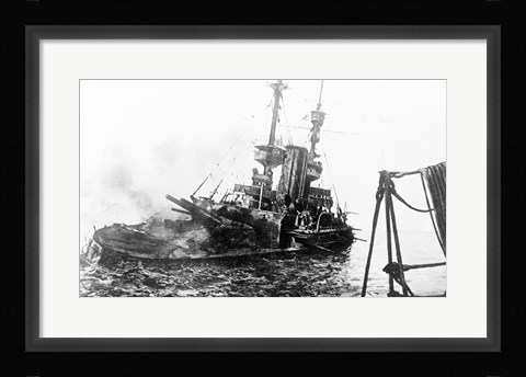 Framed HMS Irresistible Abandoned March 18,1915 Print