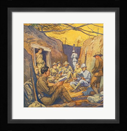 Framed Studying French in the Trenches Print