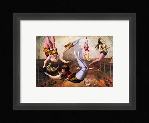Framed Trapeze Artists in Circus Print