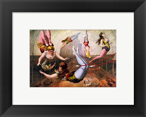 Framed Trapeze Artists in Circus Print