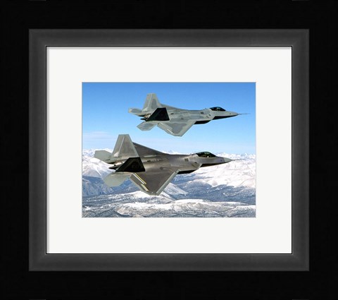 Framed Two F-22 Raptor in Flying Print