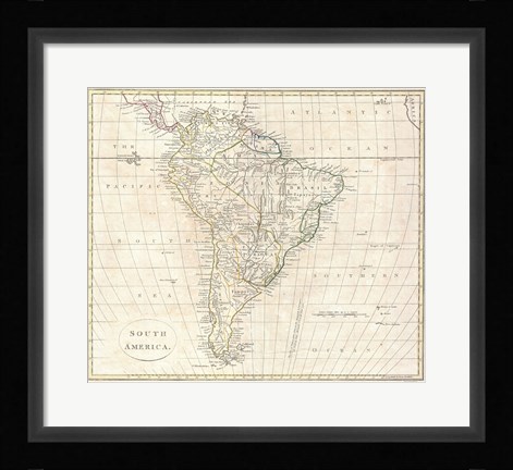 Framed 1799 Far Clement Cruttwell Map of South America Print