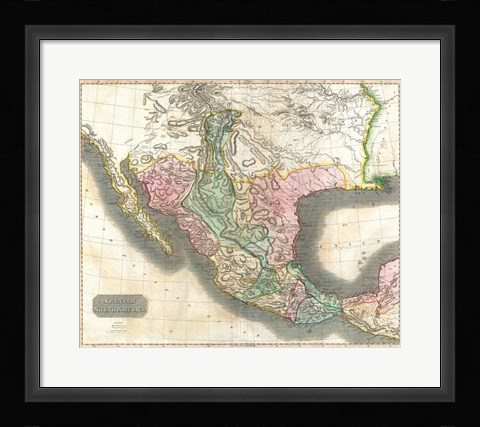 Framed 1814 Thomson Map of Mexico and Texas Print