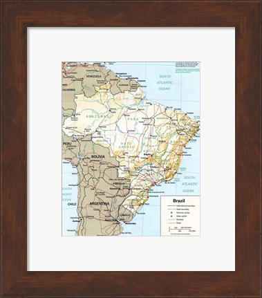 Framed Brazil Map Print