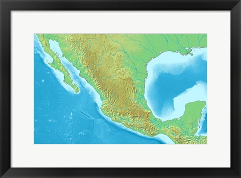 Framed Map of Mexico Demis Print