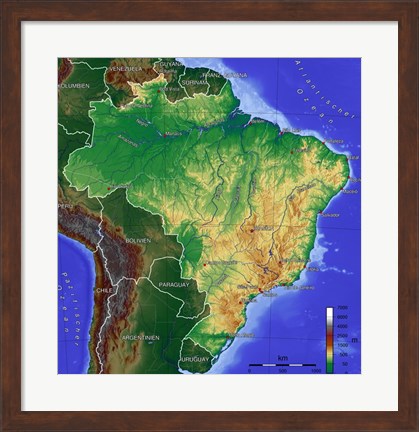 Framed Brasilien Map Print