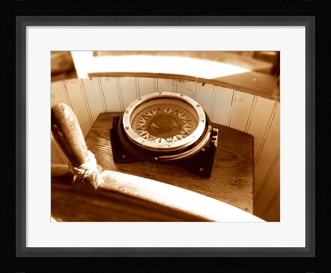 Framed Classic Nautical Compass Print