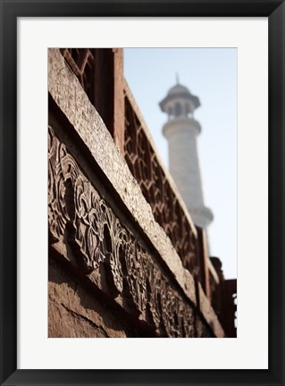 Framed Close up of Carving at the Taj Mahal, Agra, Uttar Pradesh, India Print