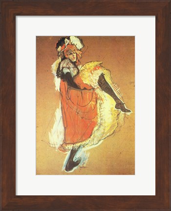 Framed Henri de Toulouse-Lautrec Can-Can Jane Avril Print