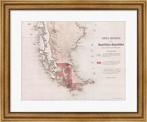 Framed Map of Argentina Print