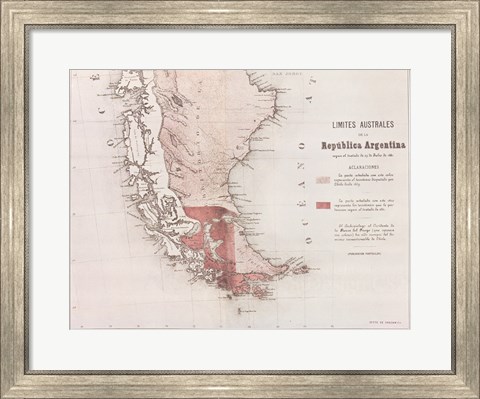 Framed Map of Argentina Print