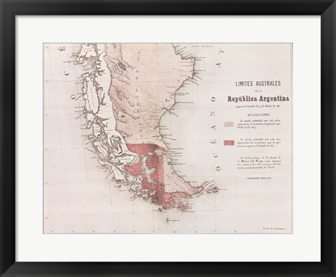 Framed Map of Argentina Print