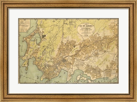 Framed Mapa da Cidade do Rio de Janeiro - 1929 Print