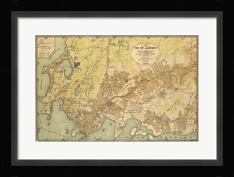 Framed Mapa da Cidade do Rio de Janeiro - 1929 Print