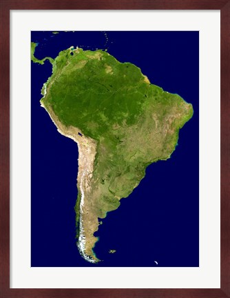 Framed South America - Blue Marble Orthographic Print