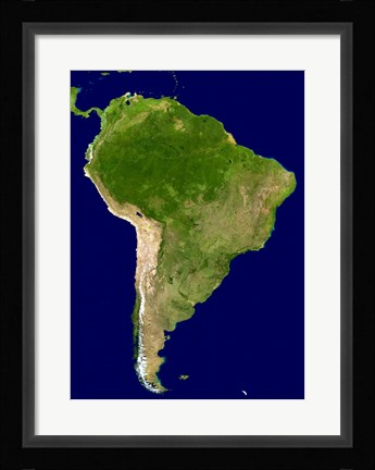 Framed South America - Blue Marble Orthographic Print
