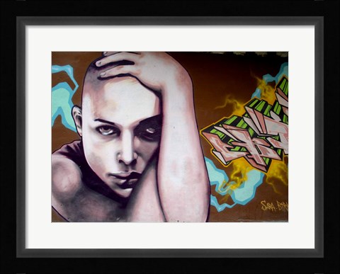 Framed Vitoria Graffiti - person Print