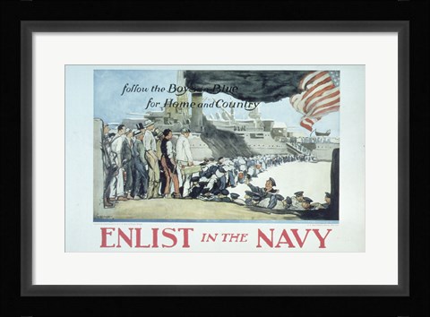 Framed Follow the Boys in Blue for Home and Country Enlist in the Navy Print