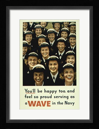 Framed Serving a Wave in the Navy Print
