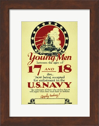 Framed Young Men Now Being Accepted for Enlistment Print