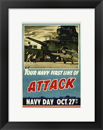 Framed Your Navy First Line of Attack Print