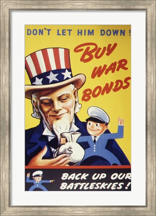 Framed Don&#39;t Let Him Down! Buy War Bonds Print