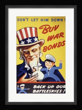 Framed Don't Let Him Down! Buy War Bonds Print