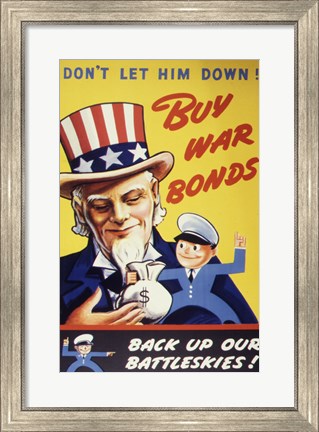 Framed Don&#39;t Let Him Down! Buy War Bonds Print