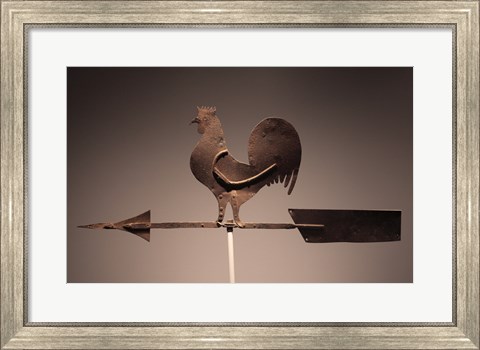 Framed Rooster Weathervane Print