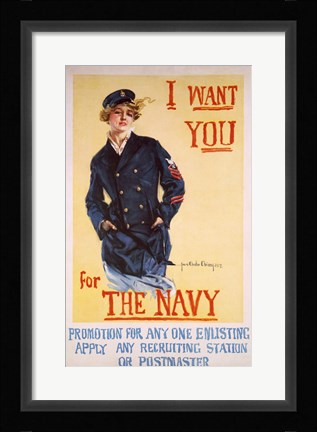 Framed I Want You for the Navy Print
