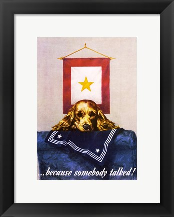 Framed Sad Puppy Propoganda Poster, 1944 Print